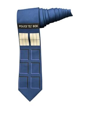 BBC Elope Dr Who Police Call Box Tardis Novelty Costume Cosplay Necktie Blue